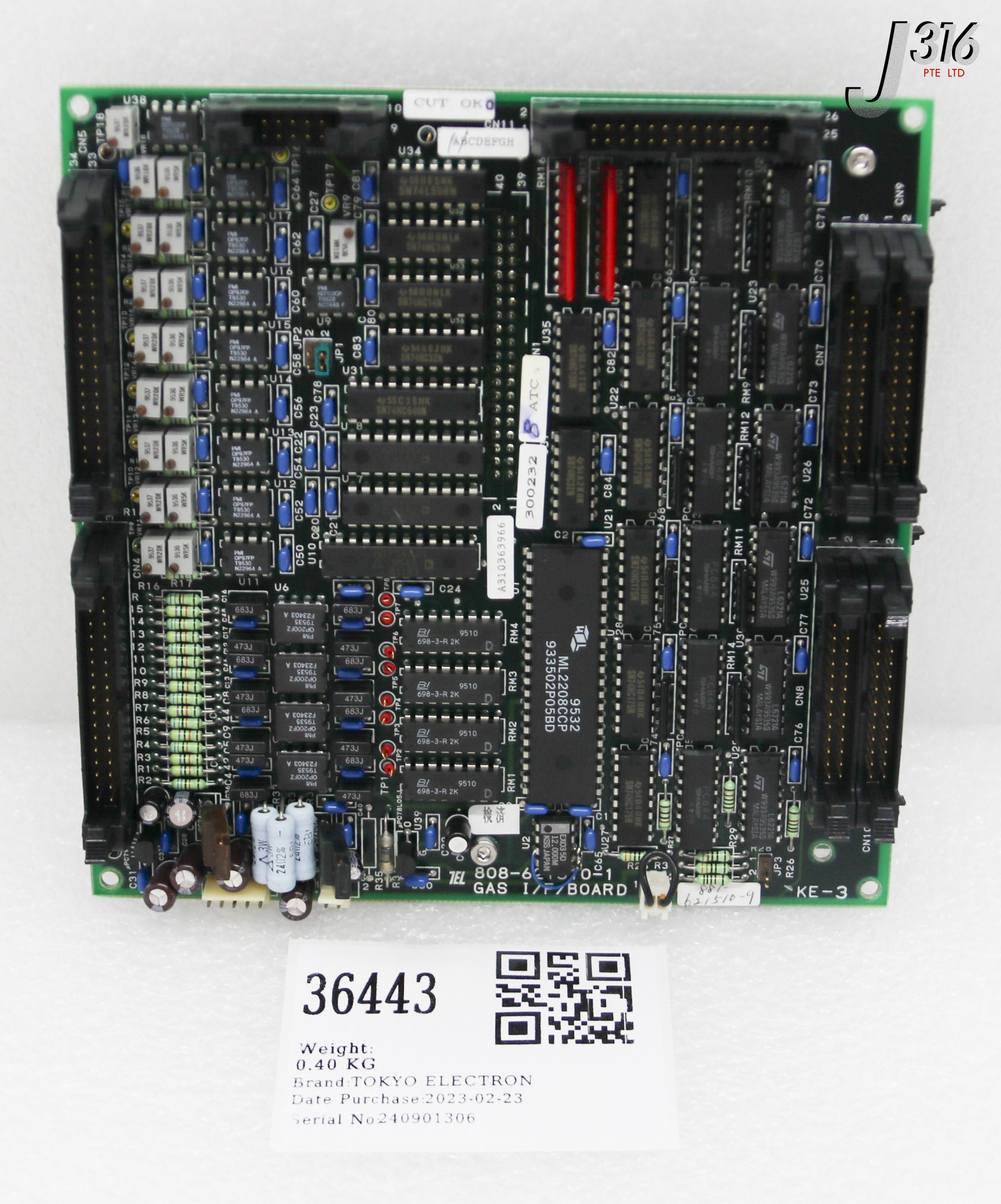 いの 36443 TOKYO ELECTRON PCB, GAS I/F BD 808-621510-1 W/ 881-621473-4